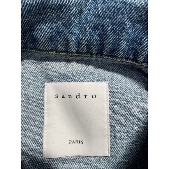 Sandro 'Mixed Media' Blue Jacket Size 1 - Picture 4 of 5